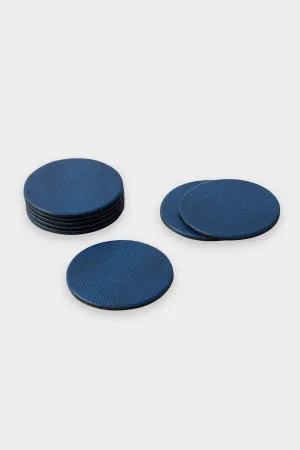 Round Snakeskin Felt-Backed Coasters in Navy Blue - 8 Per Box