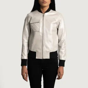 Roxy Silver Leather Bomber Blazer