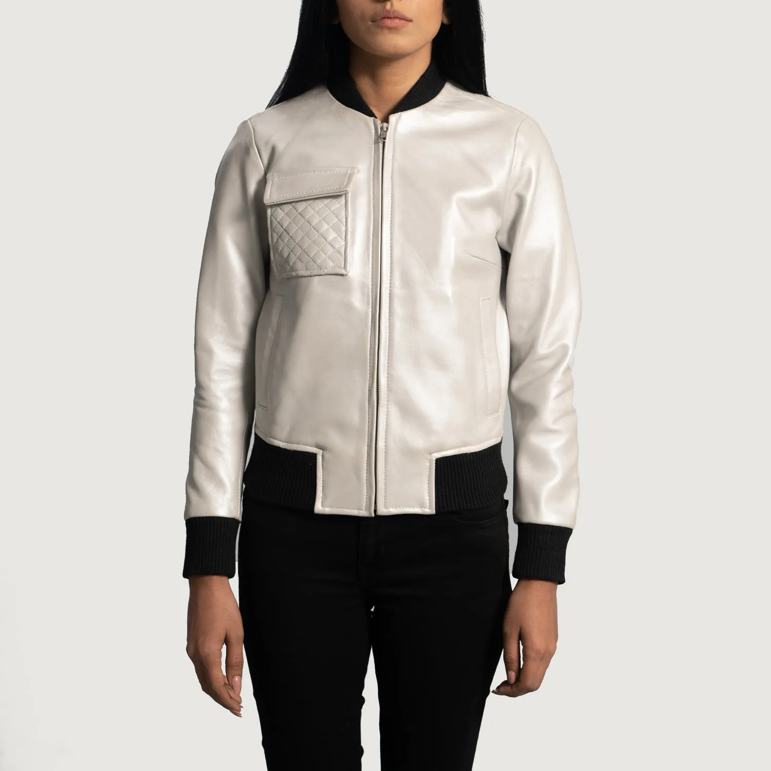 Roxy Silver Leather Bomber Blazer