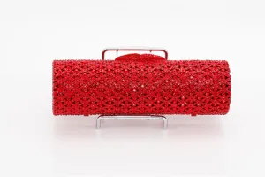 Ruby Jeweled Cylinder Evening Bag