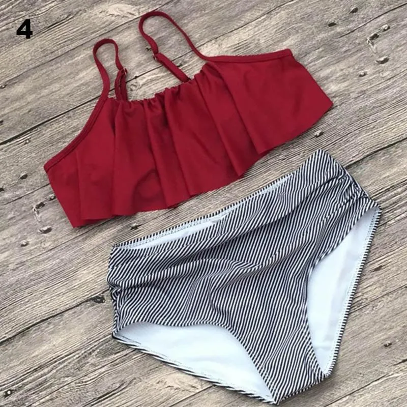 Ruffled High Waist Bikini Set