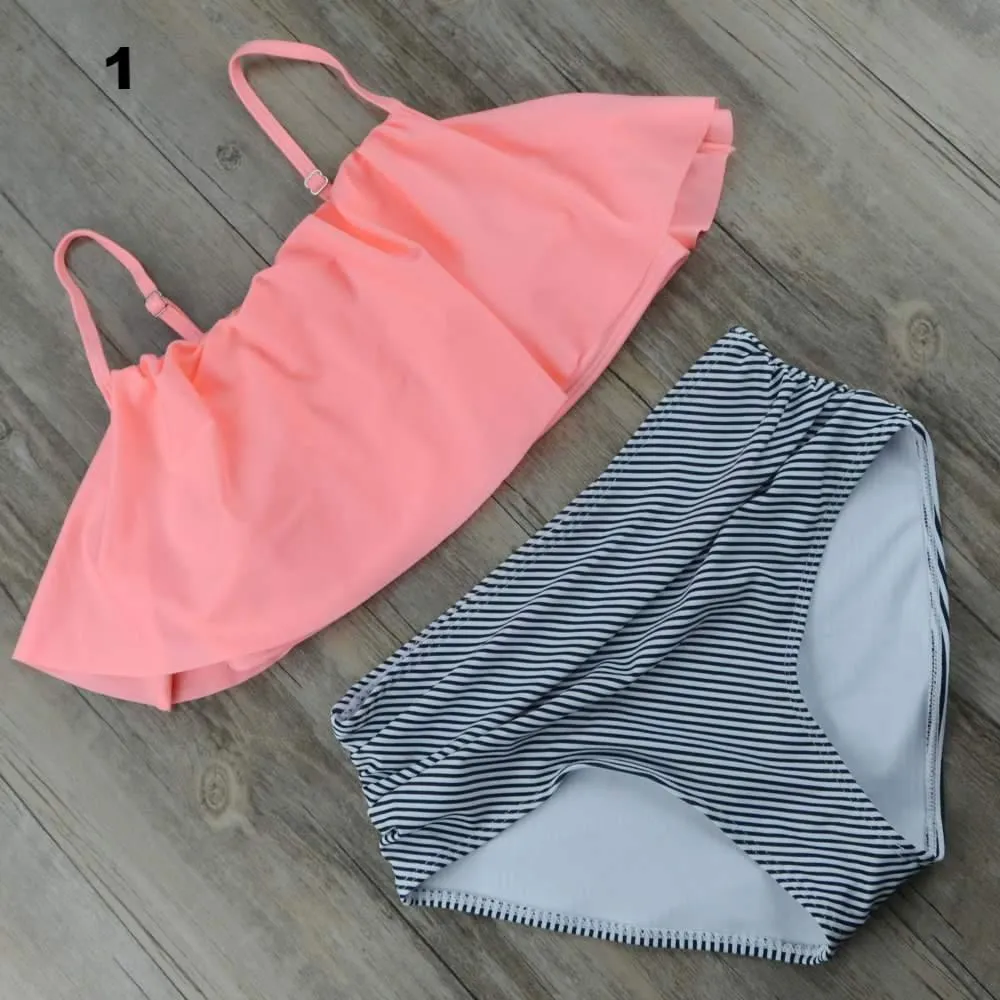 Ruffled High Waist Bikini Set