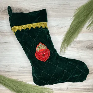 Sacred Heart Velvet Stocking - Quilted Pattern