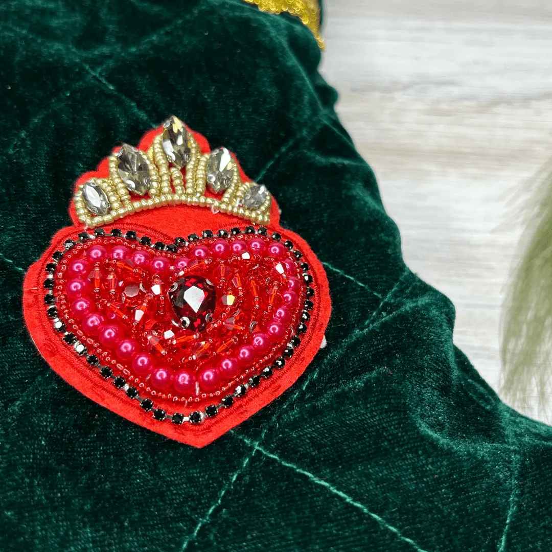 Sacred Heart Velvet Stocking - Quilted Pattern