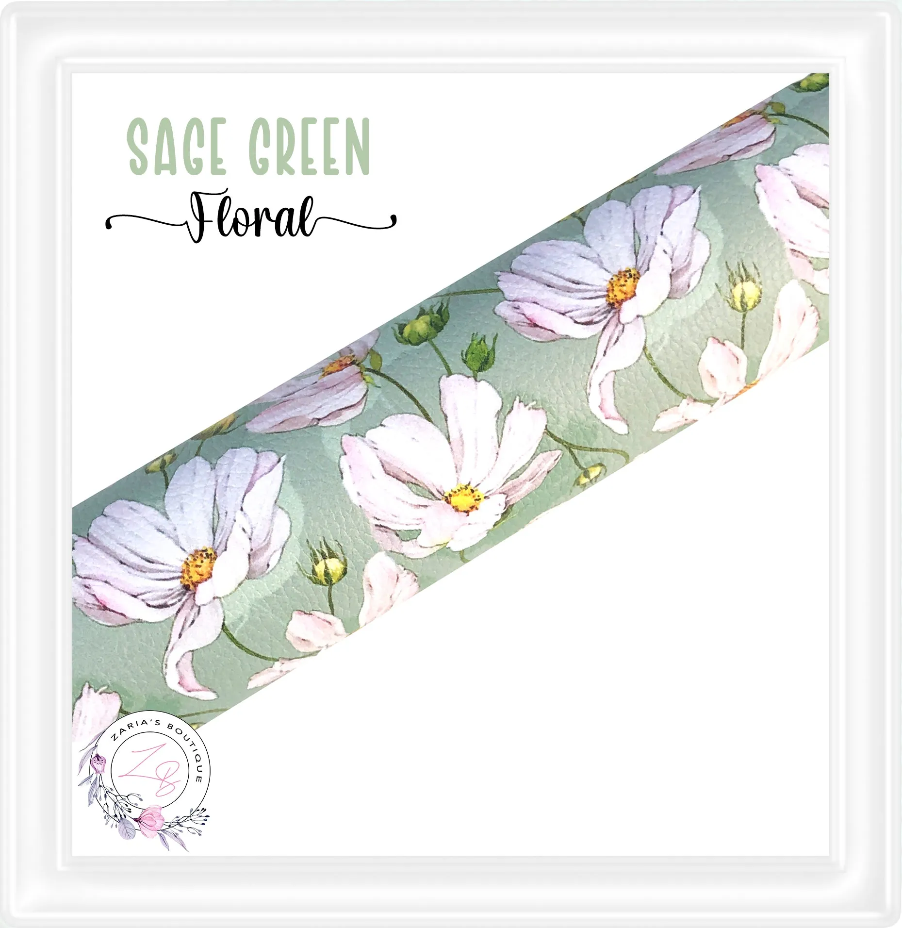 SALE ⋅ Sage Floral ⋅ Green Vegan Faux Leather