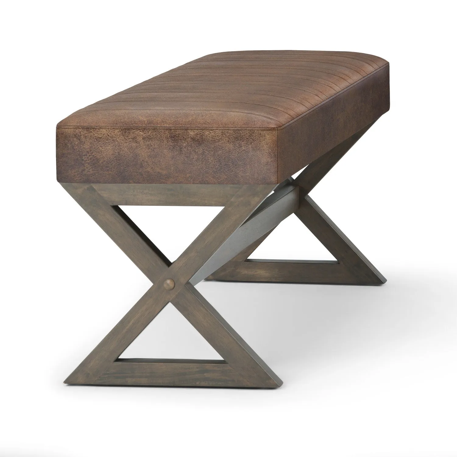 Salinger Ottoman Bench in Distressed Vegan Leather