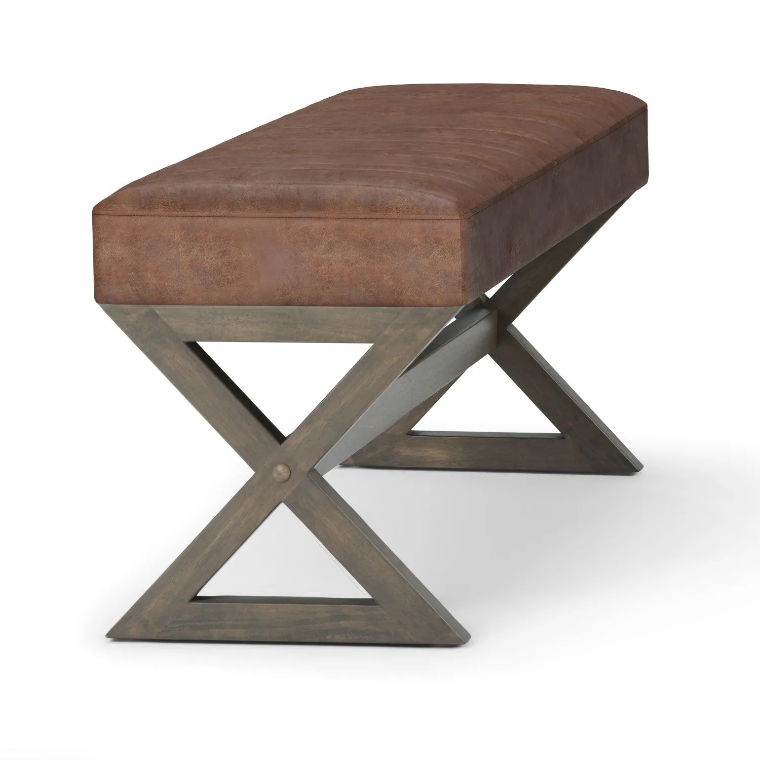 Salinger Ottoman Bench in Distressed Vegan Leather