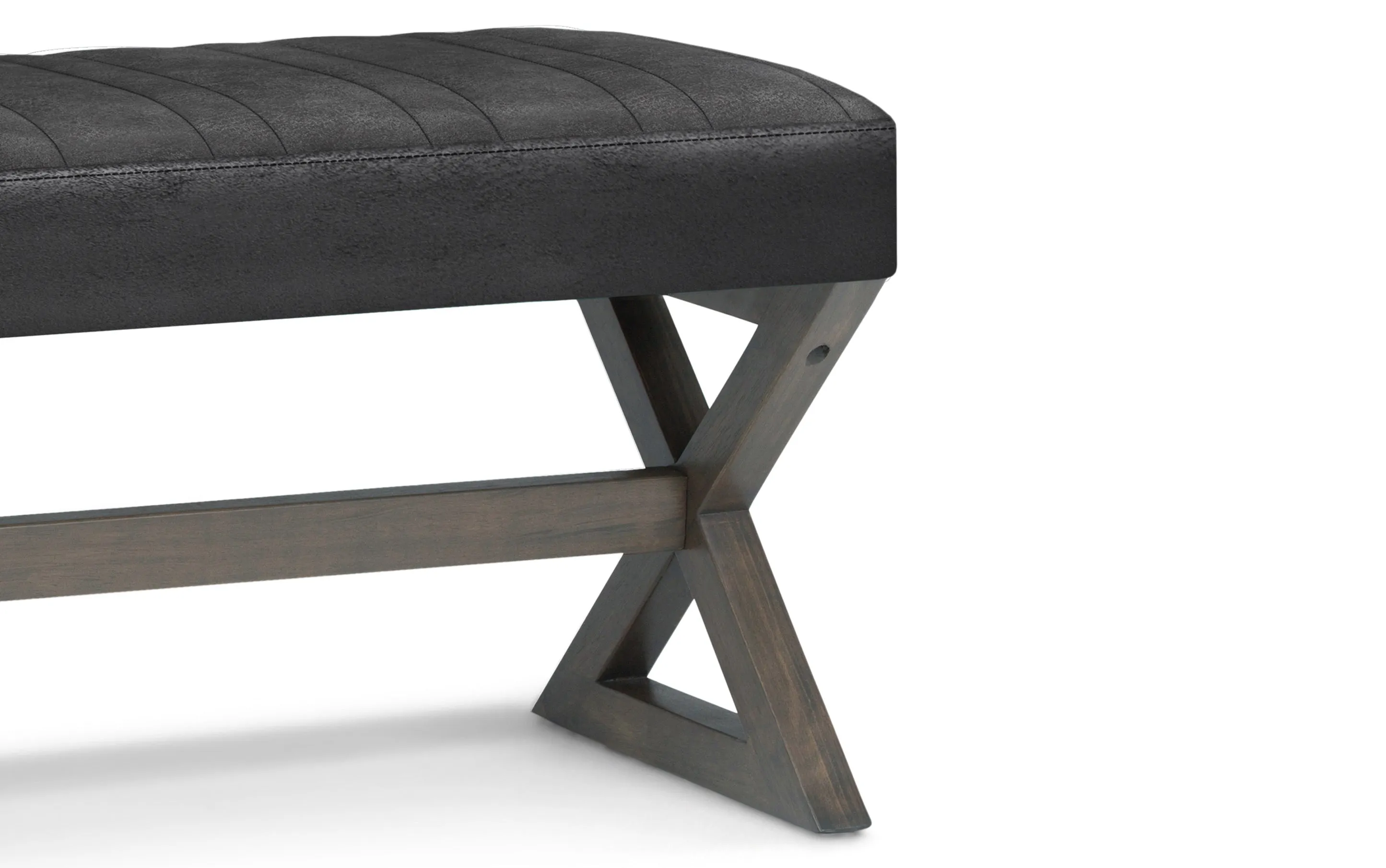 Salinger Ottoman Bench in Distressed Vegan Leather