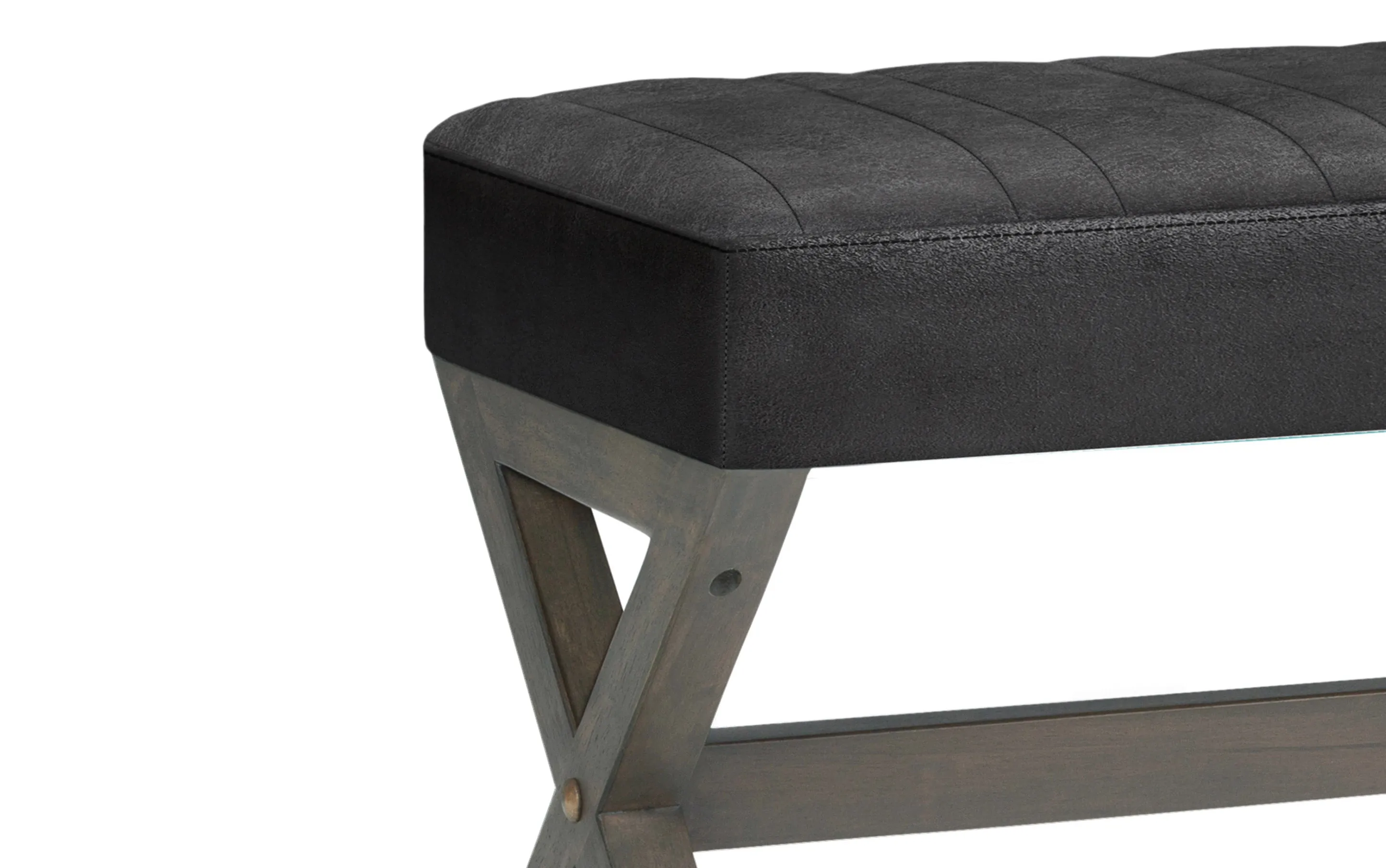 Salinger Ottoman Bench in Distressed Vegan Leather