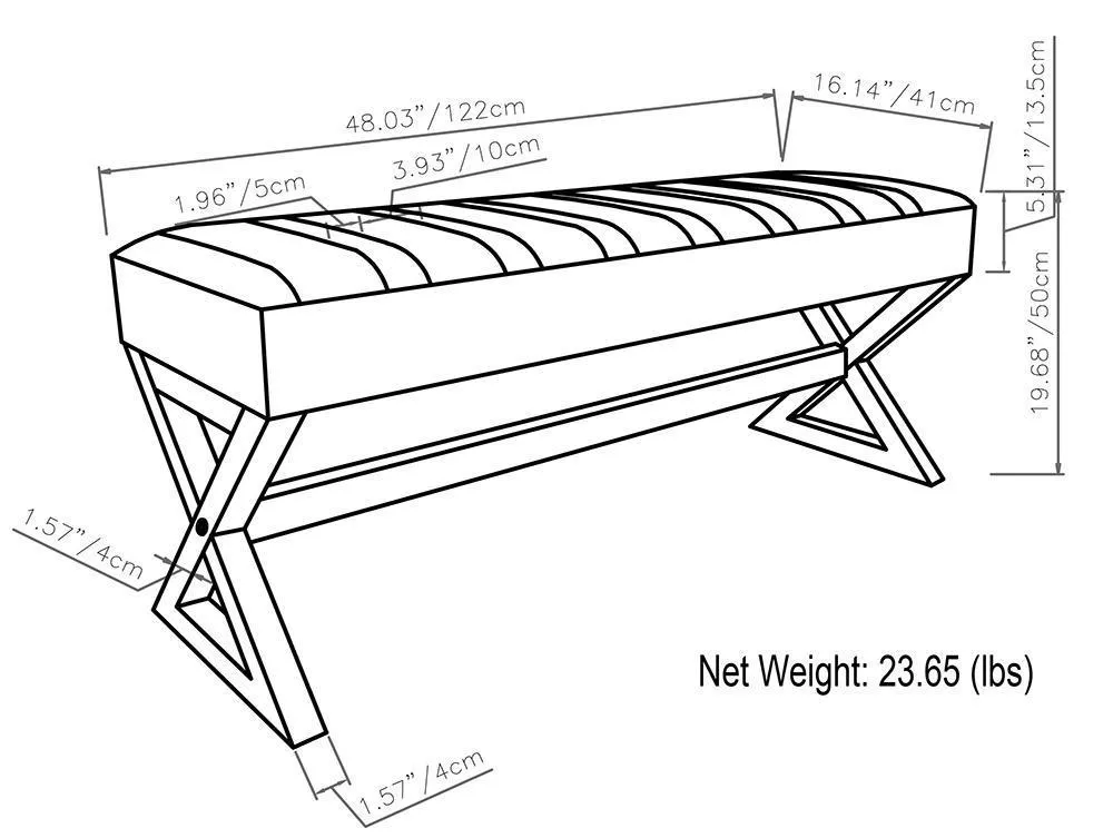 Salinger Ottoman Bench in Distressed Vegan Leather