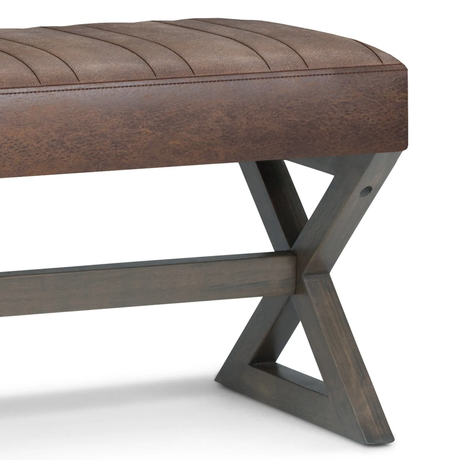 Salinger Ottoman Bench in Distressed Vegan Leather