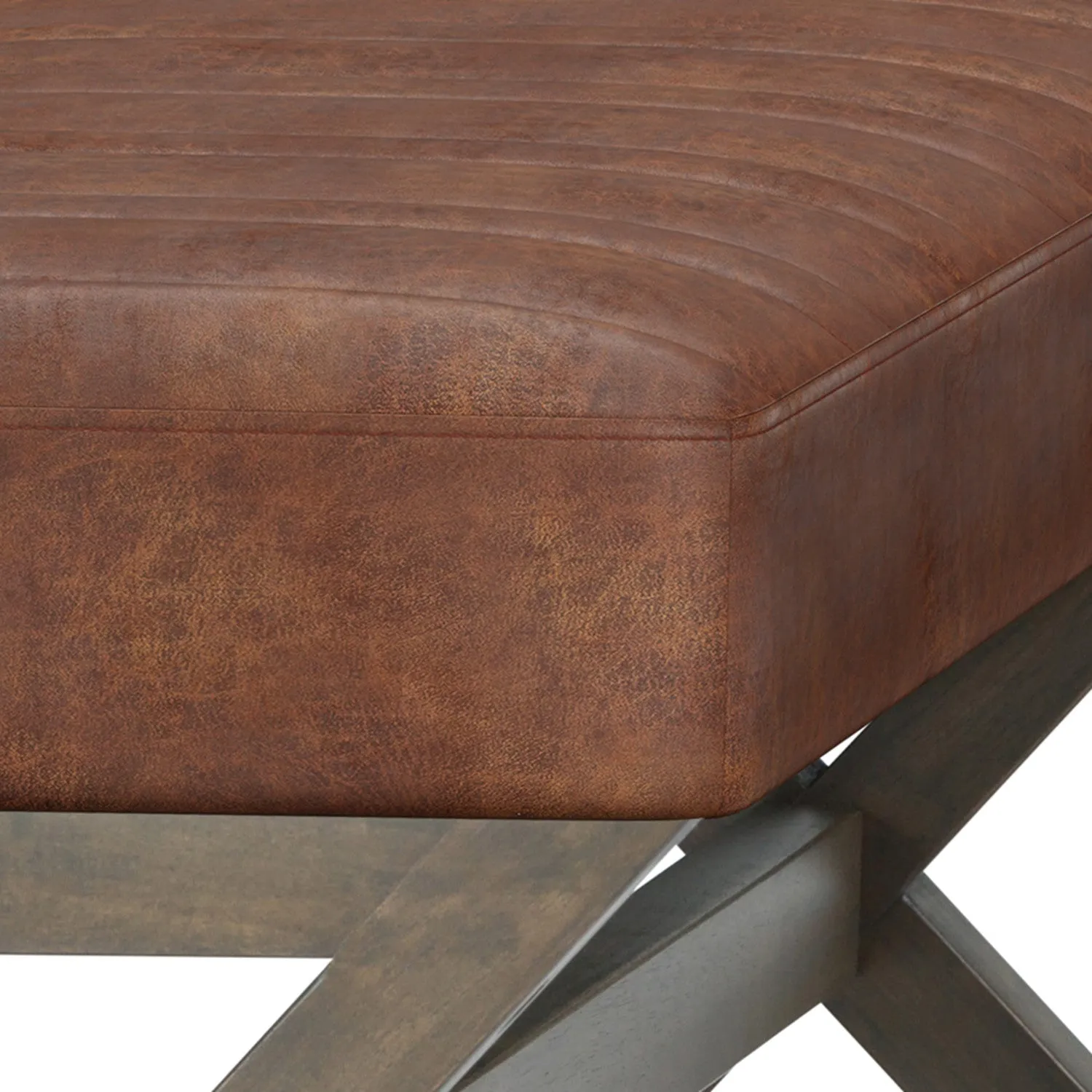 Salinger Ottoman Bench in Distressed Vegan Leather