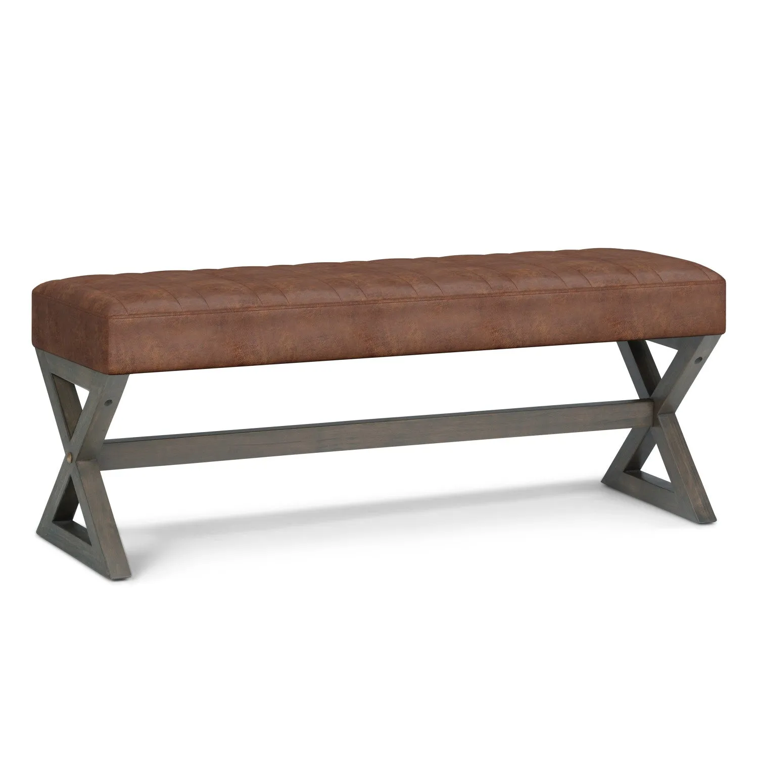 Salinger Ottoman Bench in Distressed Vegan Leather
