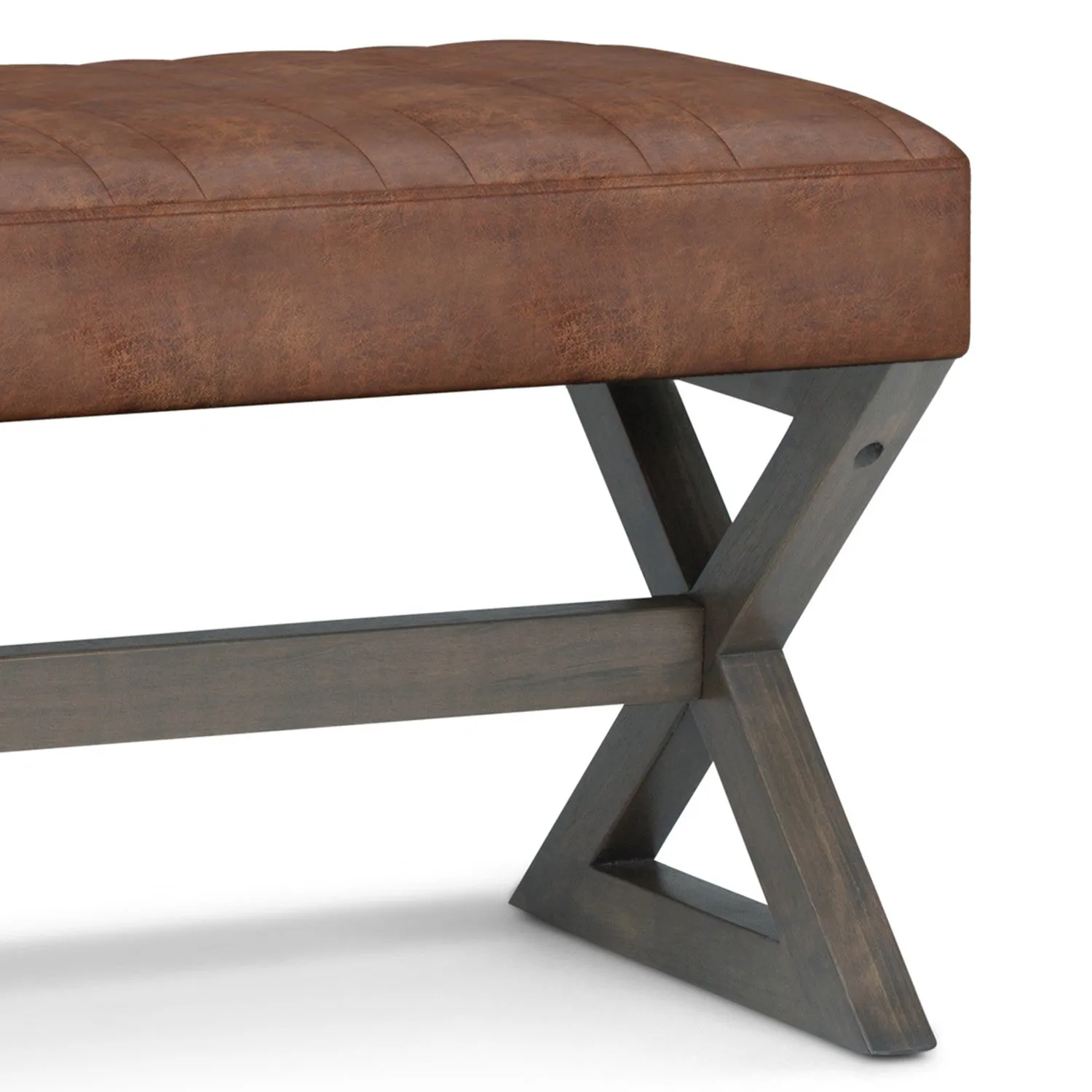 Salinger Ottoman Bench in Distressed Vegan Leather