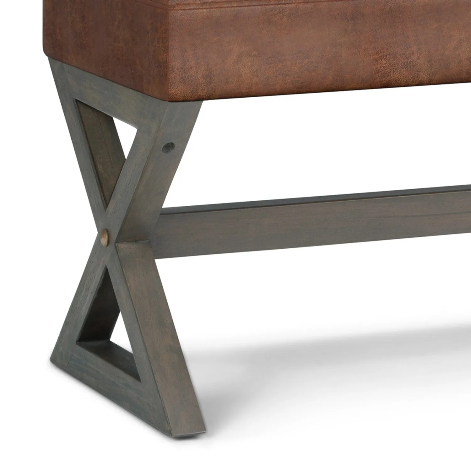 Salinger Ottoman Bench in Distressed Vegan Leather