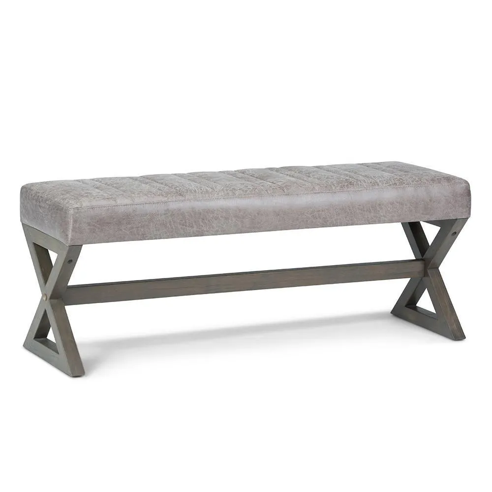 Salinger Ottoman Bench in Distressed Vegan Leather