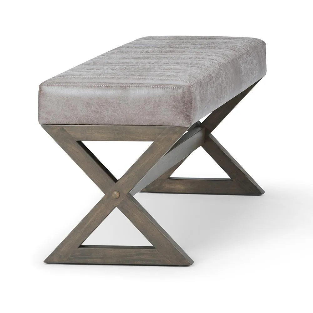 Salinger Ottoman Bench in Distressed Vegan Leather