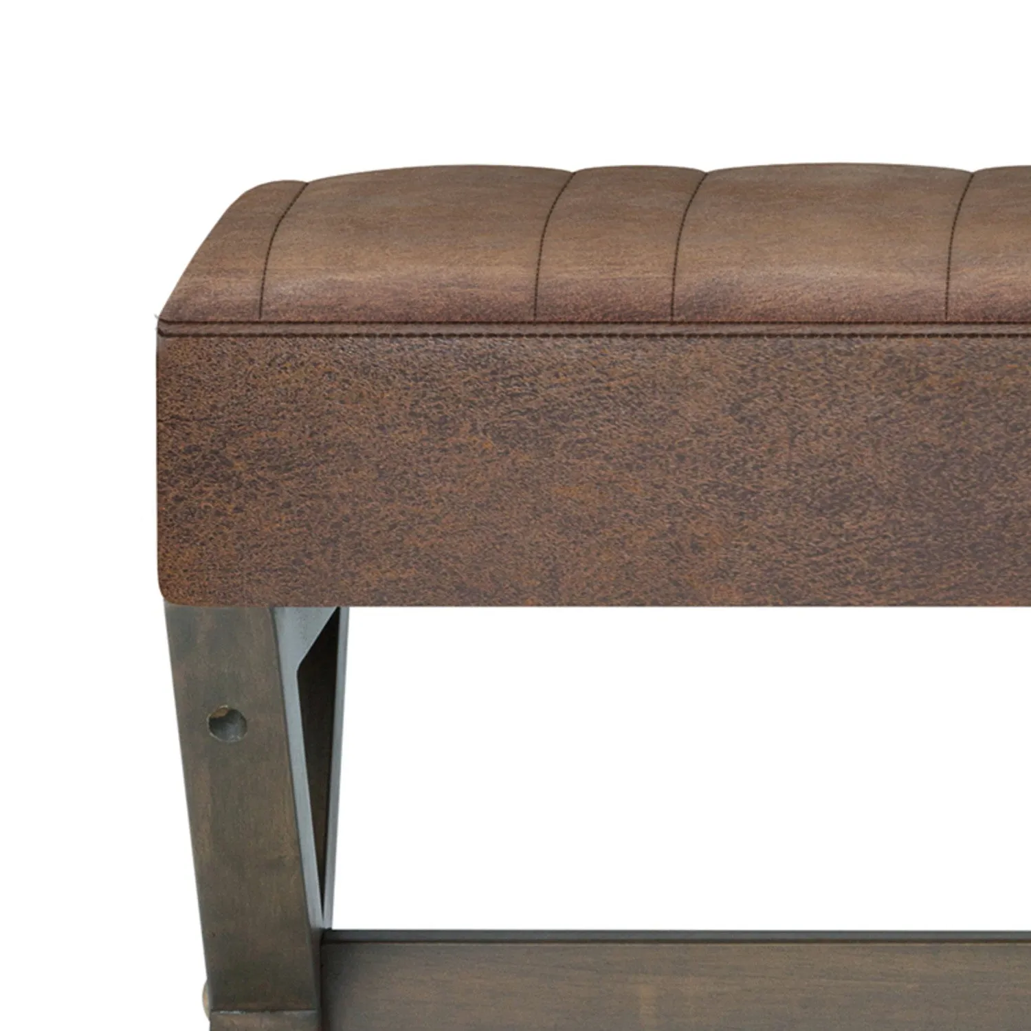 Salinger Ottoman Bench in Distressed Vegan Leather