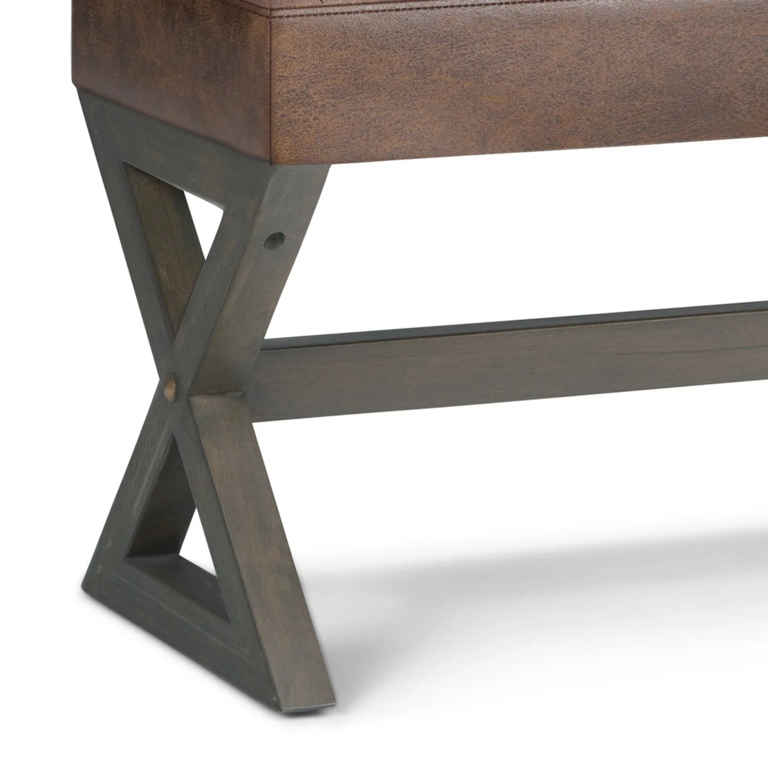 Salinger Ottoman Bench in Distressed Vegan Leather