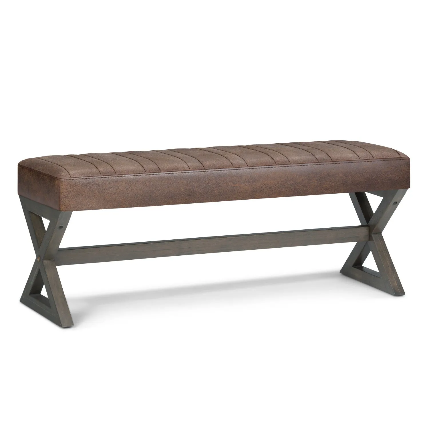 Salinger Ottoman Bench in Distressed Vegan Leather