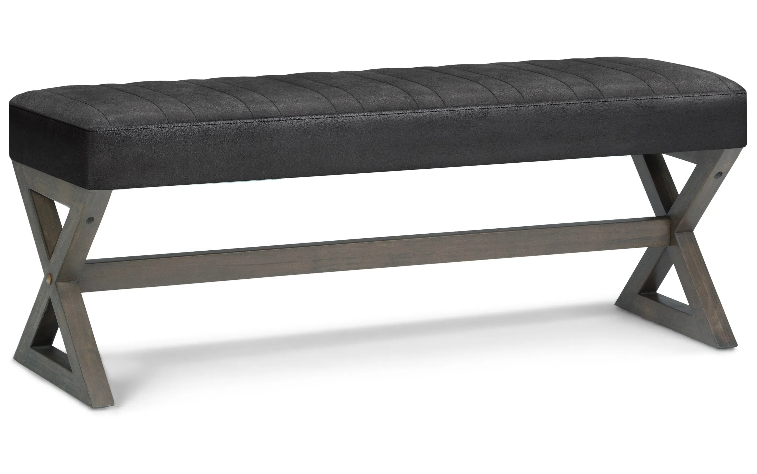 Salinger Ottoman Bench in Distressed Vegan Leather