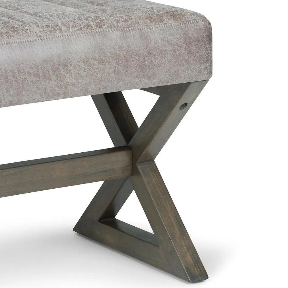 Salinger Ottoman Bench in Distressed Vegan Leather