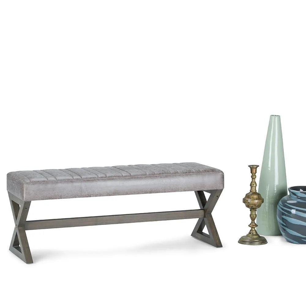 Salinger Ottoman Bench in Distressed Vegan Leather