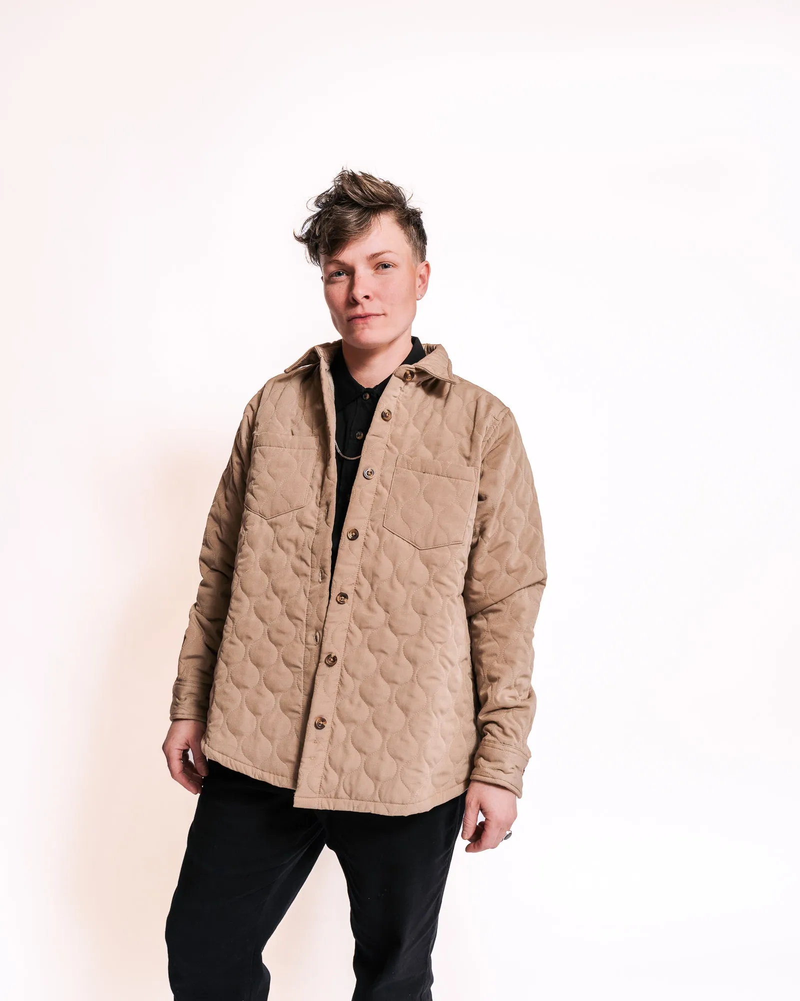 Sand Cotton Quilted Shacket