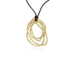 Scribble Tangle Diamond Pendant on Leather