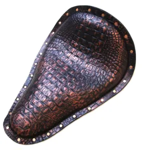 Seat Chopper Harley Softail 12x17x1" Black and Copper Alligator W Copper Rivets
