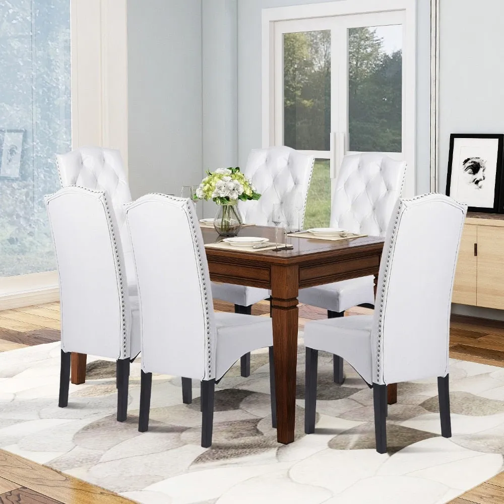 Set of 2 PU Leather Dining Chairs