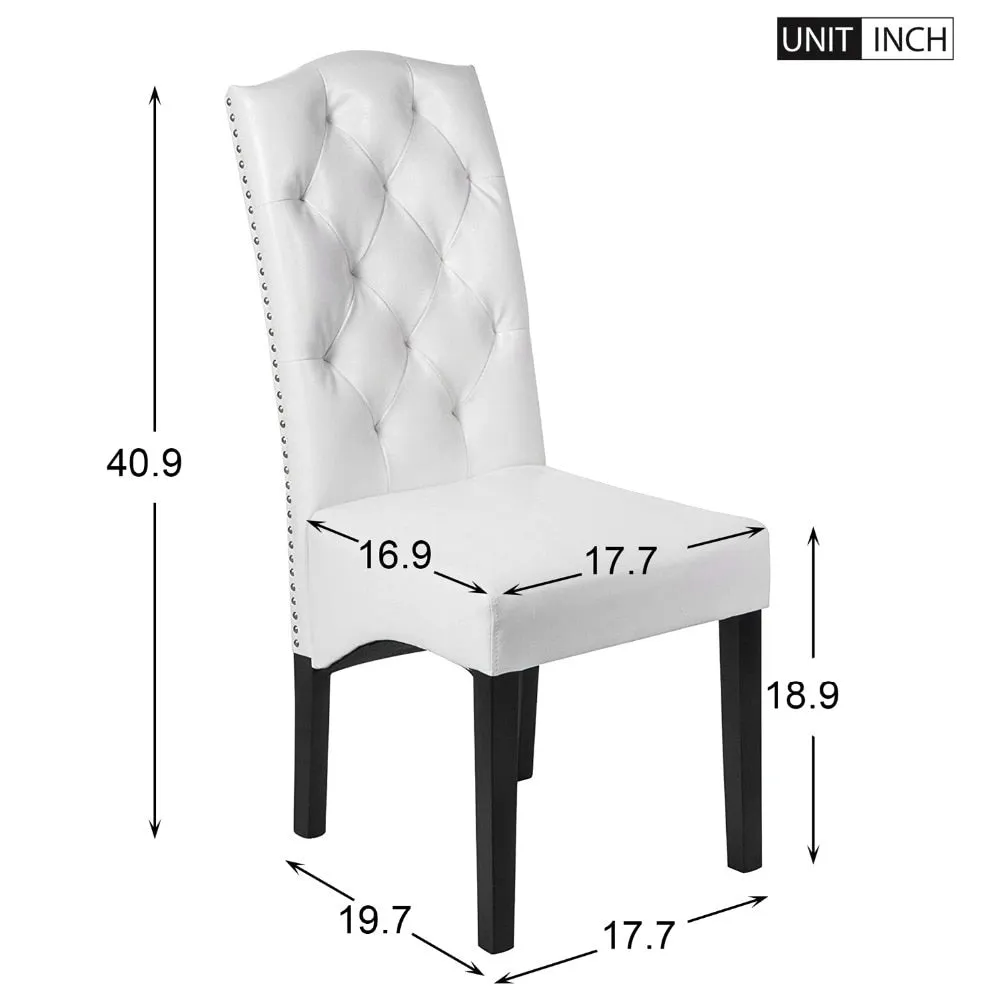 Set of 2 PU Leather Dining Chairs