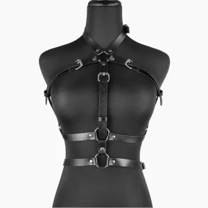 Sexy Chest Harness with Adjustable Straps - Vegan Leather - One Size Fits Most