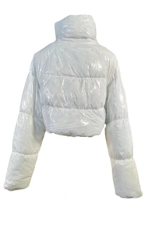 Shiny Nylon Quilted Crop Puffer