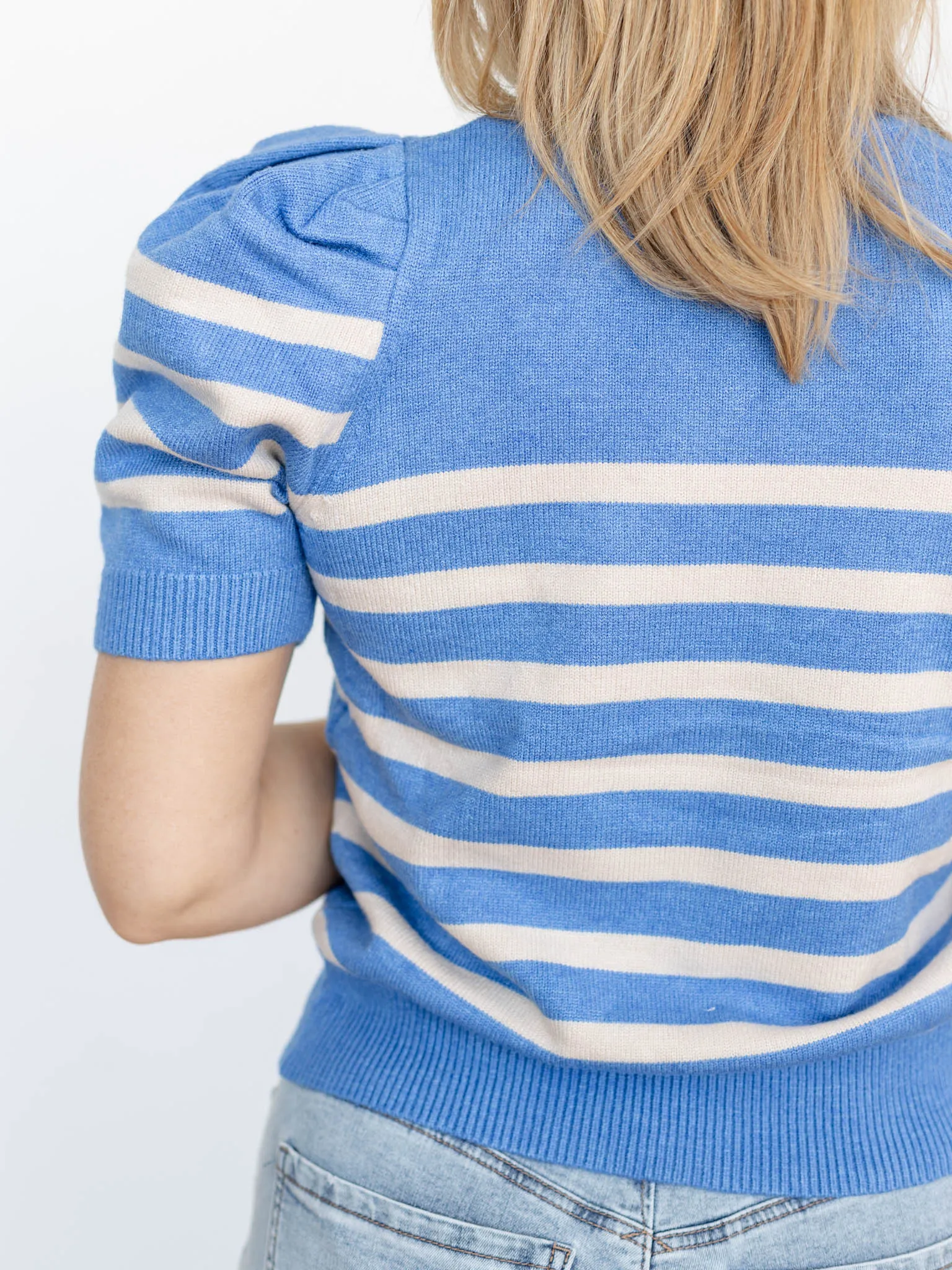 Short Sleeve Stripe Sweater Top