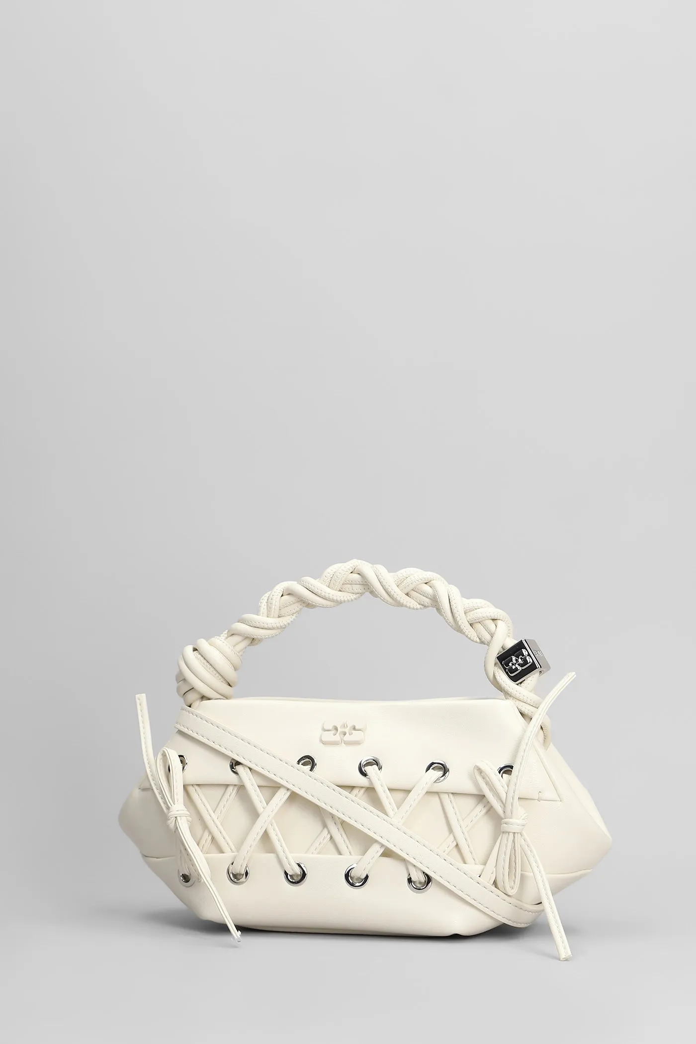 Shoulder bag in beige synthetic leather