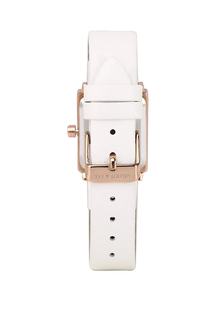 Sima Rose Gold Leather Analog Watch (White)
