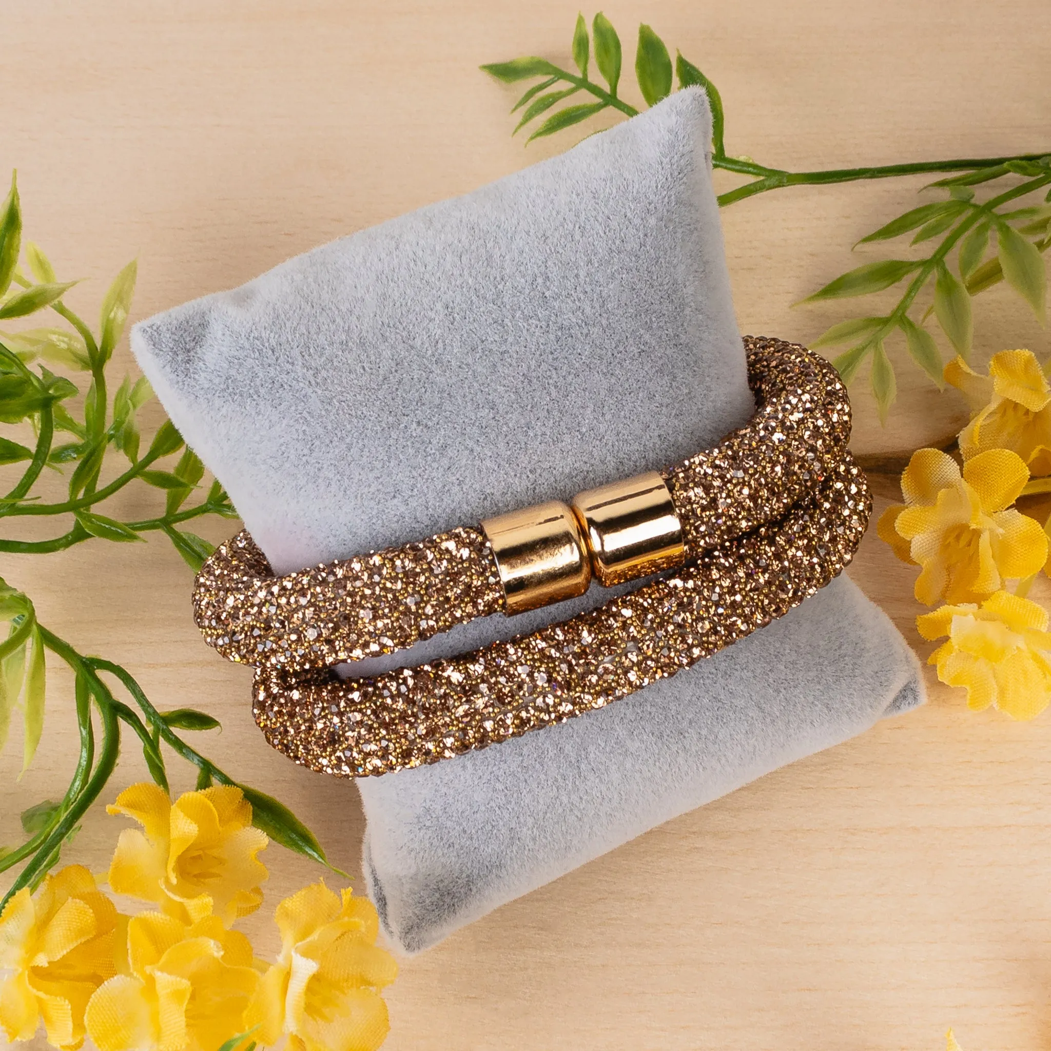 SL004 - Rhinestone Wrap Bracelet - Gold