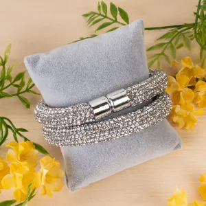 SL004 - Rhinestone Wrap Bracelet - White