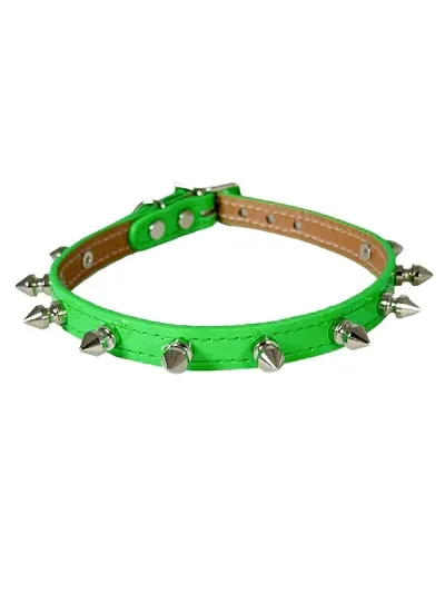 Slim Leather Spiked Collar