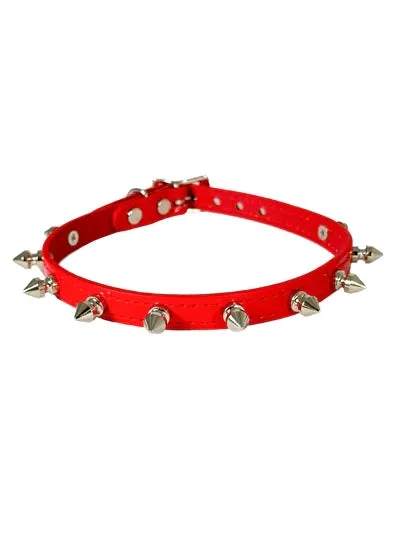 Slim Leather Spiked Collar