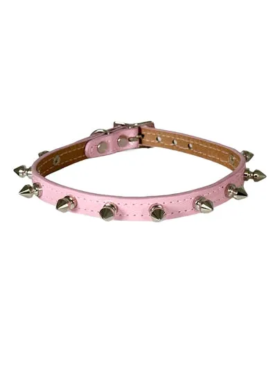 Slim Leather Spiked Collar