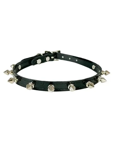 Slim Leather Spiked Collar