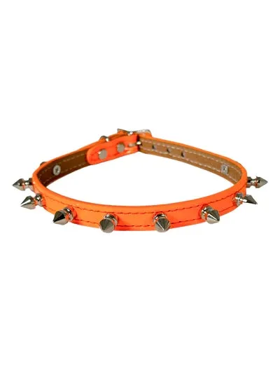 Slim Leather Spiked Collar