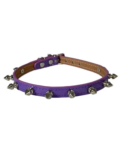 Slim Leather Spiked Collar