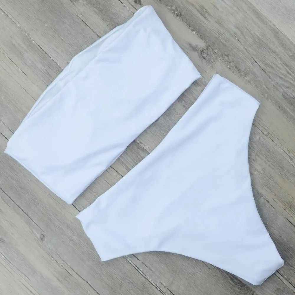Solid High Waist Bikini Set