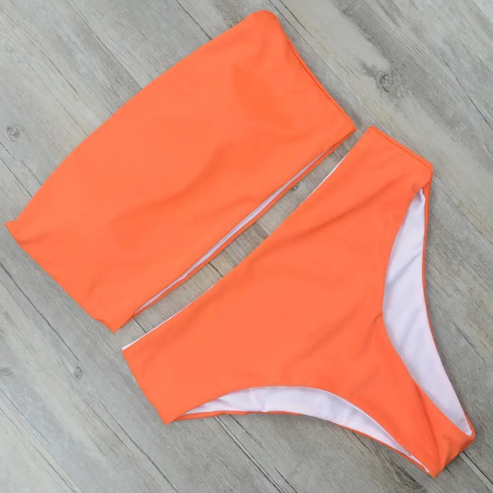Solid High Waist Bikini Set