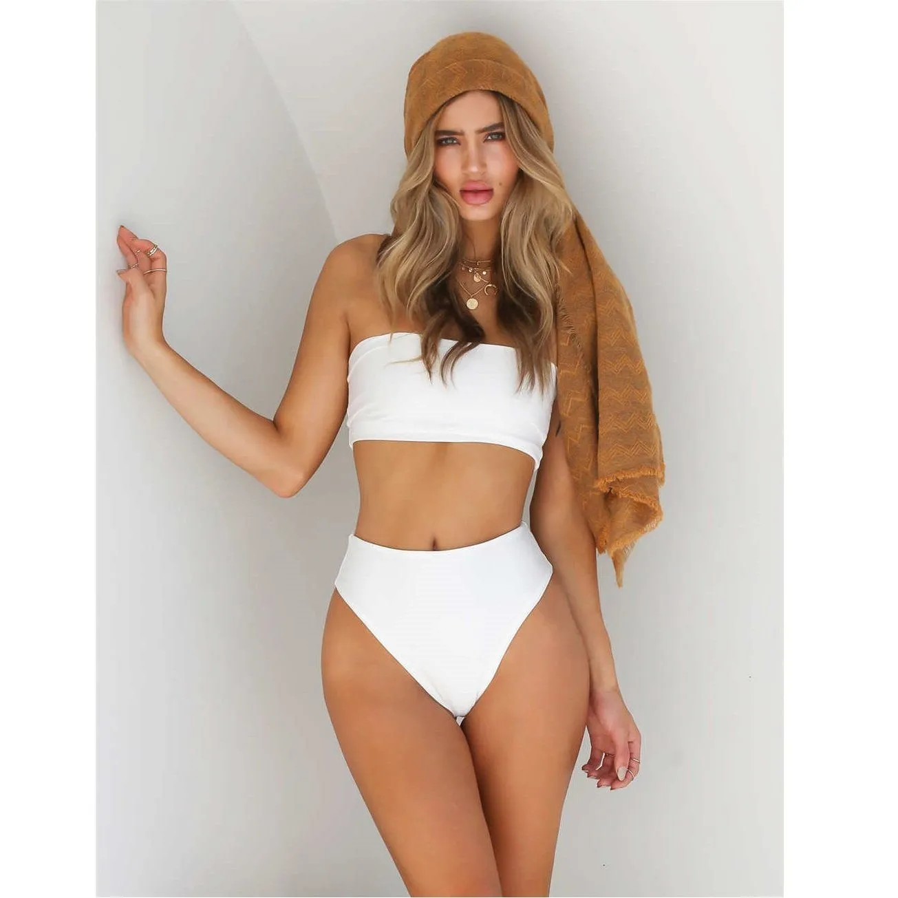 Solid High Waist Bikini Set