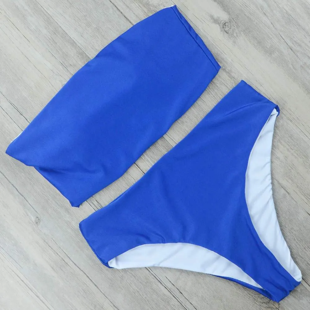 Solid High Waist Bikini Set