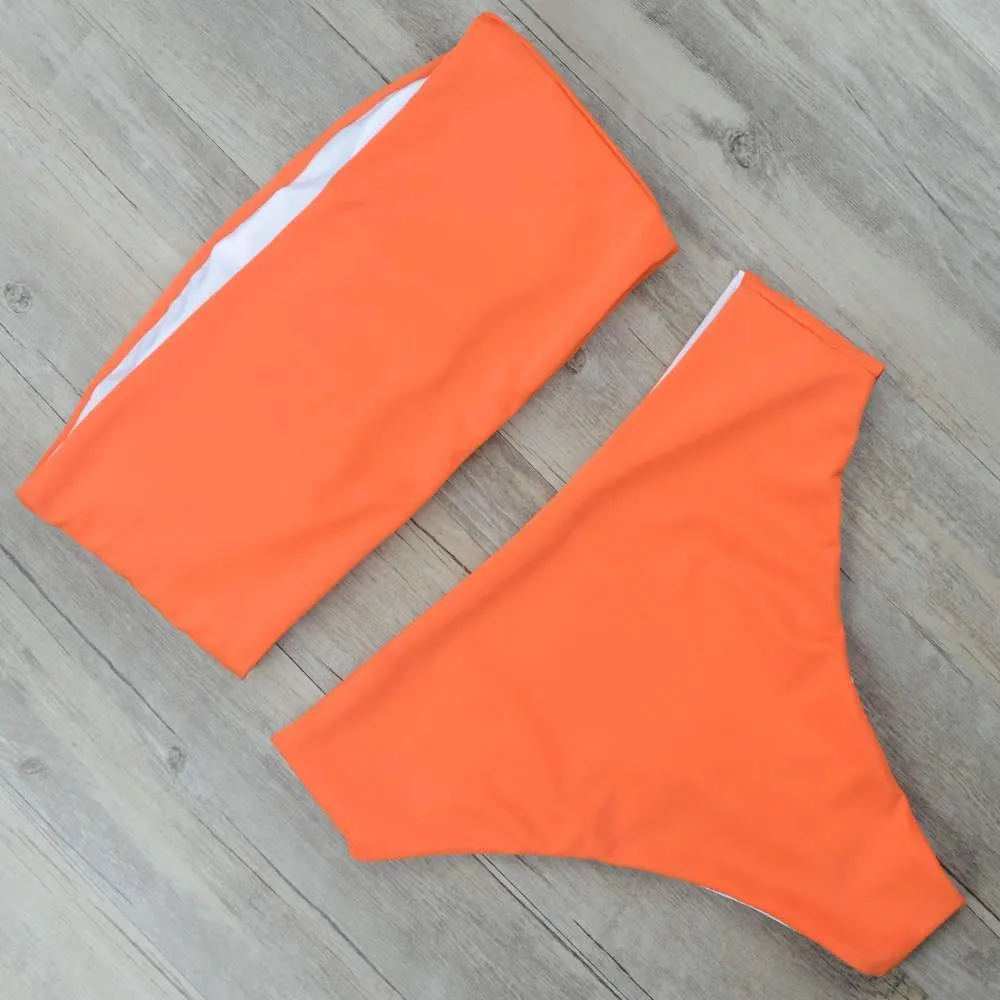 Solid High Waist Bikini Set